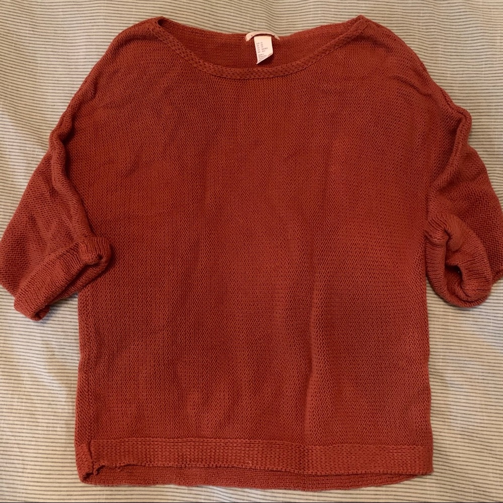 3/4 sleeve orange sweater